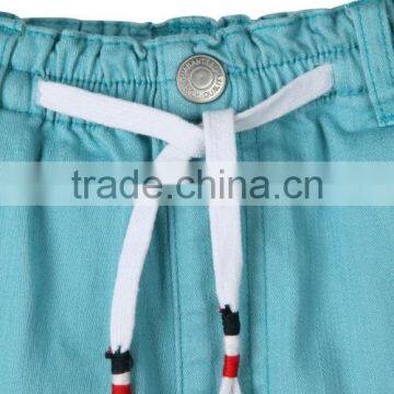 New Fashion Multi Pocket Plain Blue Solid Color Cheap Kids Elastic Bottom Jeans With Side Zipper photo-4