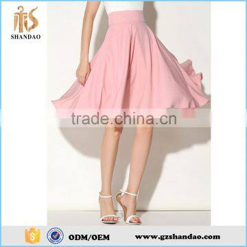 2016 Guangzhou shandao fashion summer knee length plain cotton pink skirt pleating machine