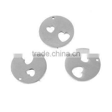 Stainless Steel Cut Out Charms Round Silver Tone Heart photo-3