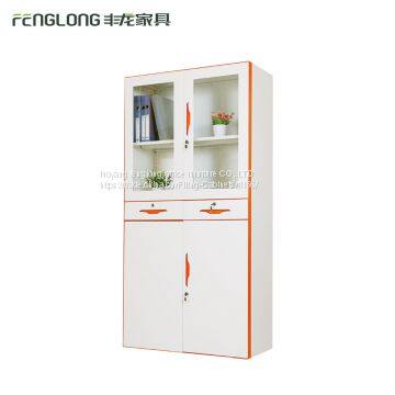 2 tier cardboard storage locker metal furniture/combination storage cabinet glass door