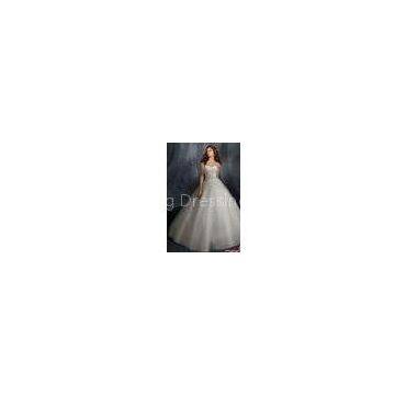 All Handmade Beaded Ball Gown Ivory White Wedding Dress Silhouettes with Beading Sash