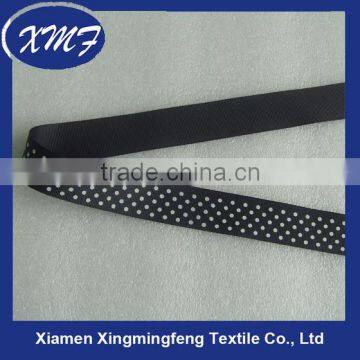 Custom White Dots Printed Grosgrain Ribbon