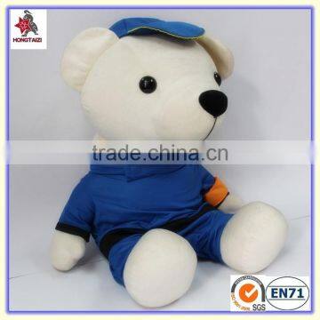 Custom stuffed polar bear toys with hats and clothes