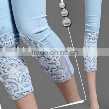 Lace crochet set auger China hand embroidered female new fertilizer increased the leggings yards 7 minutes of pants