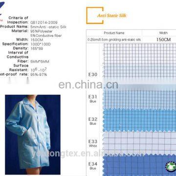 China supplier 0.25cm ESD grid antistatic cleanroom fabric