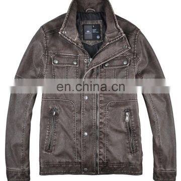 2015 lastest fashion mens hot selling garment dye leather jacket