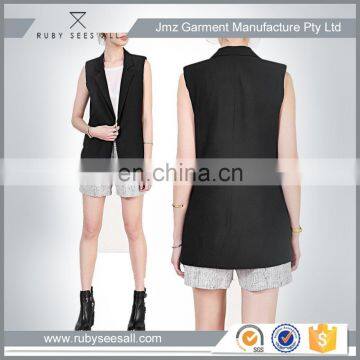 Custom Made Black Handsome Lady's Vest Jacket in Low MOQ