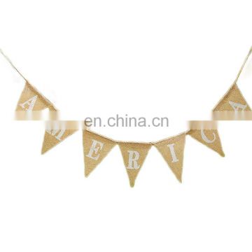 MCH-2330 New wholesale Party decoartion custom Retro burlap bunting flag for Carnival