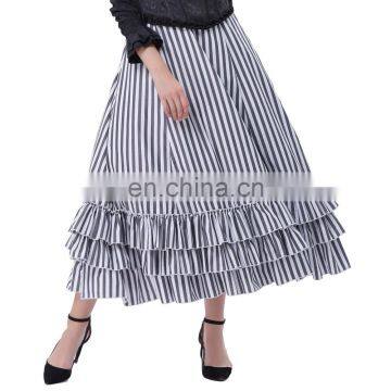 Belle Poque Retro Vintage Gothic Style Black and White Stripes Bustle Skirt BP000354-1