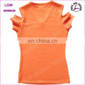 Women V Neck off Shoulder t Shirt Printing Custom T-shirt Cotton t Shirt photo-2