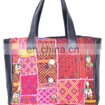 Vintage Banjara Leather Shopper Bags Hobo Tote Ethnic Tribal Gypsy Leather Hippie Hobo Coins Cowrie Women tote bag wholesale