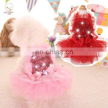 Sequins Lace Dog Dress Princess Wedding Dresses For Dogs Pet Yarn Tutu Skirt