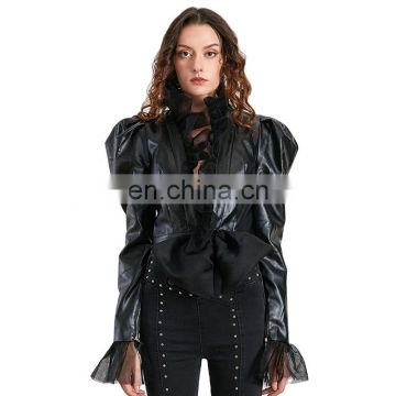 PU Leather Coats Jacket Clothes Fashion Customized Autumn Ladies Women Casual