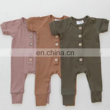 Organic Cotton Short Sleeve Knitted Baby Romper Bodysuit