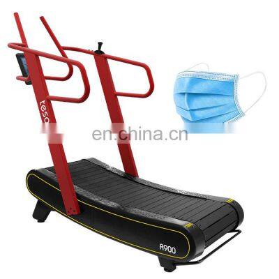 commercial running machine non-motorized self generating curved treadmill Gym Club Use body fitness equipment