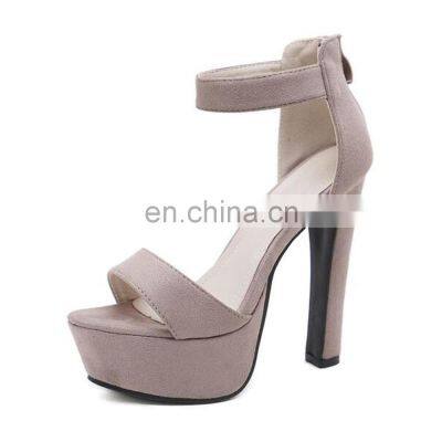 ladies fancy unique design sexy high chunky heels open toe back zip platform sandals shoes