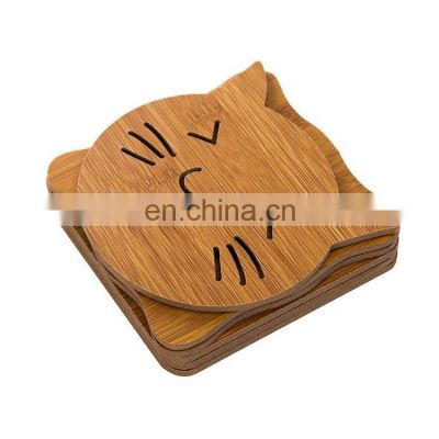 Natural bamboo creative place-mat cup mat bamboo tea cup pad customized bamboo bowl pot heat pad