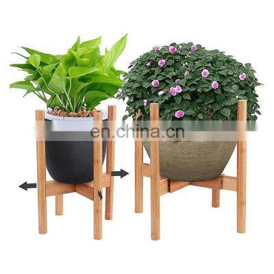 Hot Sale Adjustable Bamboo Plant Pot Stand Fits up to 12 Inch Pots Natural Wood Grain for Indoor Outdoor Modern Home Decor