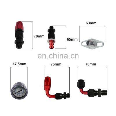AUSO Universal Adjustable Fuel Pressure Regulator Gauge Kit With 100PSI Gauge for AN6 Hose Fitting EFI