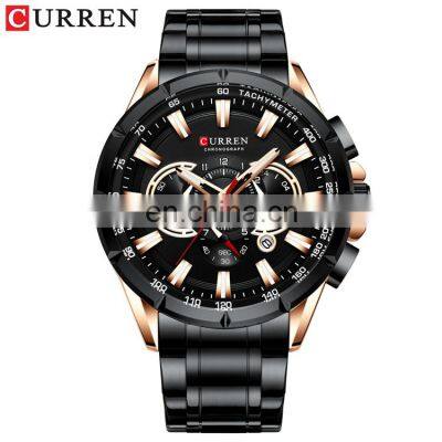 CURREN 8363 Men Quartz Watch With Logo Stainless Steel Japan Quartz Chronograph Business Men Wrist Watches