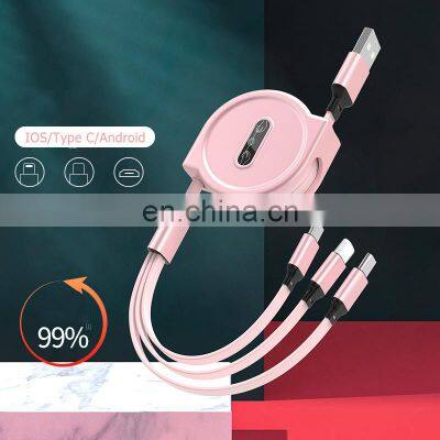 Universal Retractable 3 In1 Multi Usb Charging Cable Flexible Data Cable for Iphone/Type C/Android photo-2
