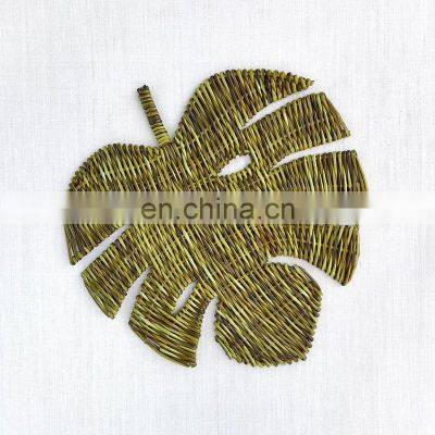 Hot Sale 2023 Monstera Leaf Wall Decor Wicker Art Tropical Leaf Decor Room Wholesale Vietnam Supplier