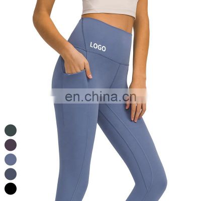 RTS 1 Pcs Wholesale Custom Women Workout Outfit Suit wear High Waist Gym Tights Yoga Pants Leggings Trousers with Pockets