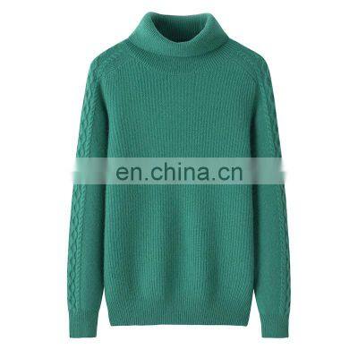 Women's Casual Winter Cashmere Turtleneck Sweaters Custom Rib Knitted Mock Neck Jumper Solid Pattern Pullovers with OEM Service