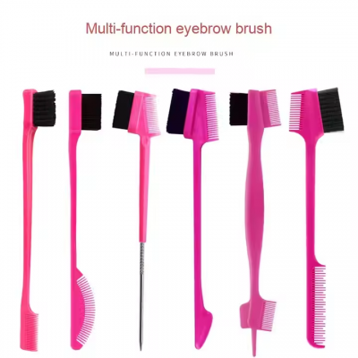 Hot-Selling Multi-Functional Eyebrow Hairline Cleaning Brush Makeup Comb Beauty Tool for Home Use Plastic Handle