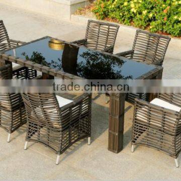 Modern Rattan Used Coffee Shop Table and Chairs Wicker Outdoor Stainless Steel Coffee Table