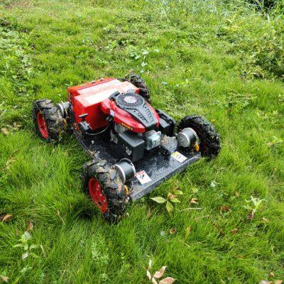 Cortacésped de pendiente empinada de control por radio inalámbrico con motor de gasolina de un solo cilindro industrial de 9Hp y velocidad de desplazamiento de 6Km/H