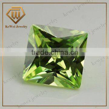 Wholesale jewelry Apple Green Square Princess Cut Cubic Zirconia