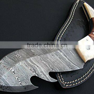 udk h58" custom handmade Damascus hunting knife / Bowie knife with walnut wood and brass bolster handle