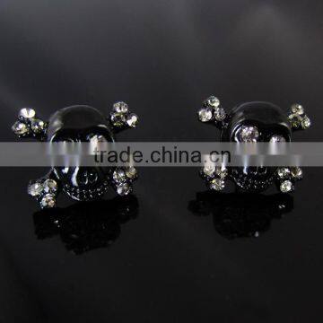 Diamante Black Evil Skull Earrings,Man's Skeleton Earrings