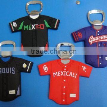 customized clothes pvc bottle opener jersey shape can opener