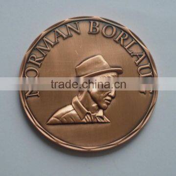 Anti Copper Unique Embossed Logo Noman Borlaug Challenge Coin