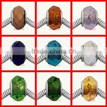 Vnistar stainless steel core faced glass beads fit for european bracelet&DIY jewelry PGS014