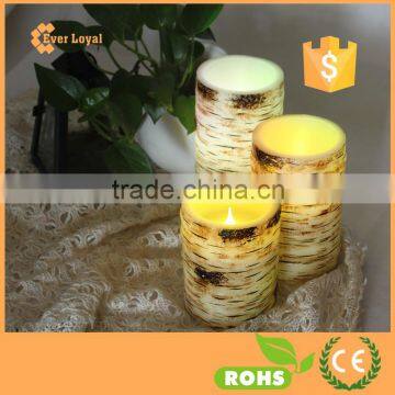 Set of 3 Resin Flameless Battery Operated LED Candles Remote Control With Warm Amber and Color Changing Modes