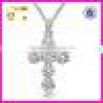 Fashion jewelry 925 sterling silver cross necklace with Rhinestone & crystal