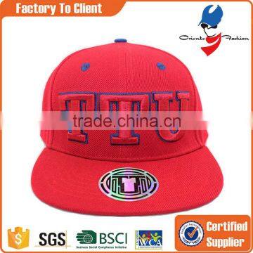 Custom 3d embroidered wholesale hats snapback cap