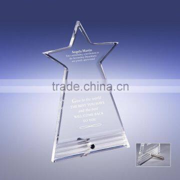 five-pointed star acrylic trophy,acrylic trophy with metal supporter