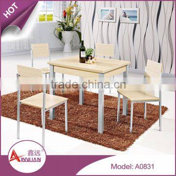 Modern dining room furniture melamine wood top square tables and chairs set