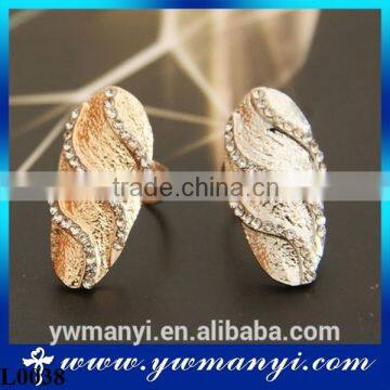 New Punk Alloy Rhinestone Wave Pattern Nail Ring Finger Tip Art Jewelry Wedding Jewelry L0038