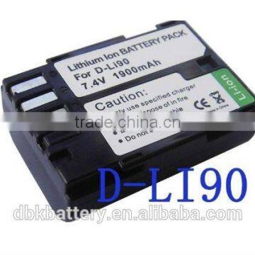 Rechargeable Li-ion Camera Battery for Pentax D-LI90 1900mAh