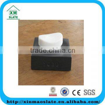 [factory direct] 12x12x3cm Polished Surface Square Slate Soap Dish Item FZH-1212SG1C