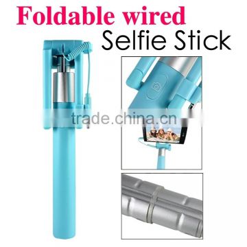 Trending hot products Amazon Photo taking cable wired telescopic pole foldable camera tripod blue monopod for oppo selfie stick