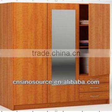 wooden bedroom wardrobe with mirror