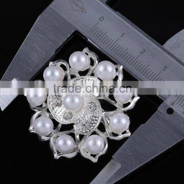 Round Pearls Rhinestone Buckle Pins,Wedding Bridal Brooch For Dress photo-3