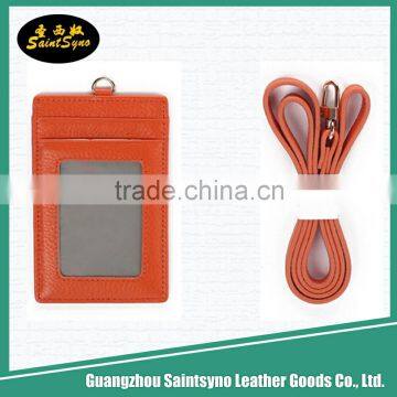 Leather PVC multiple color leather card holder with lanyard