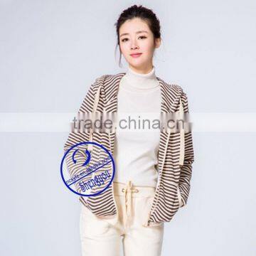 Custom Women's Yarn Dyed Zipper-up Hoodies Sweatshirts Manufactures in China